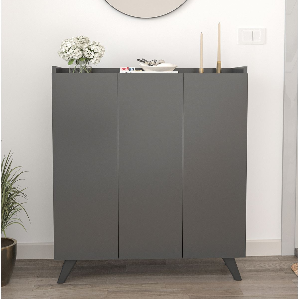 Dulap multifunctional cu 3 usi, Design scandinav modern 103.5 x 90 x 30cm