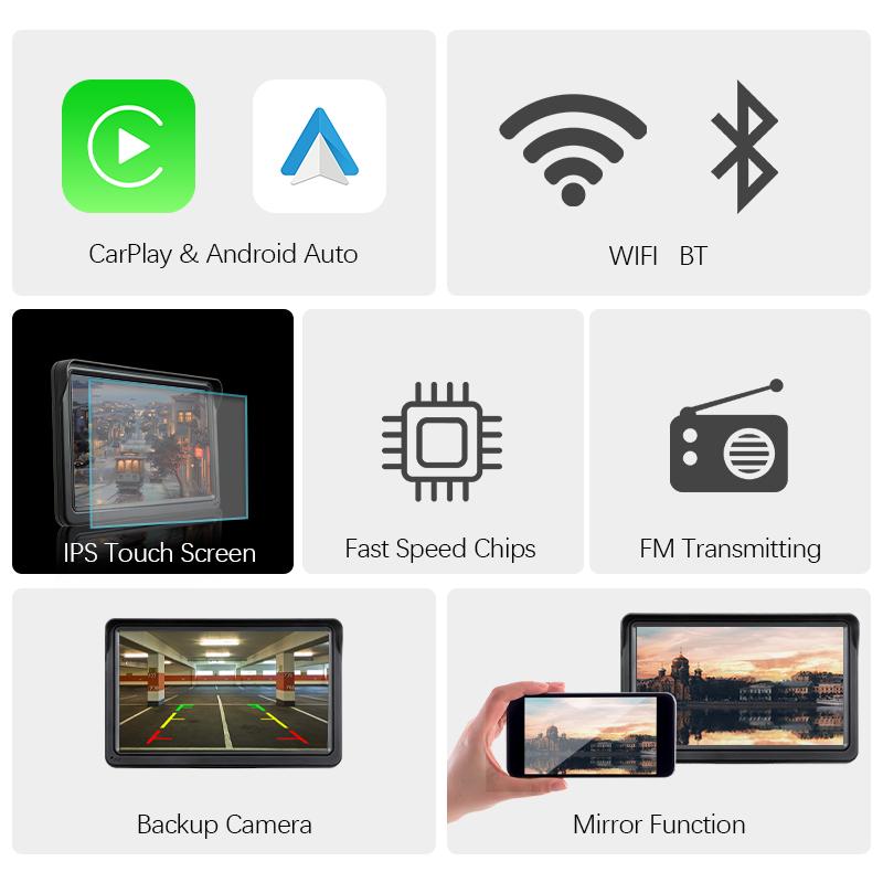 Navigatie auto cu display HD 7 inch, compatibil Carplay si Android Auto, B5300