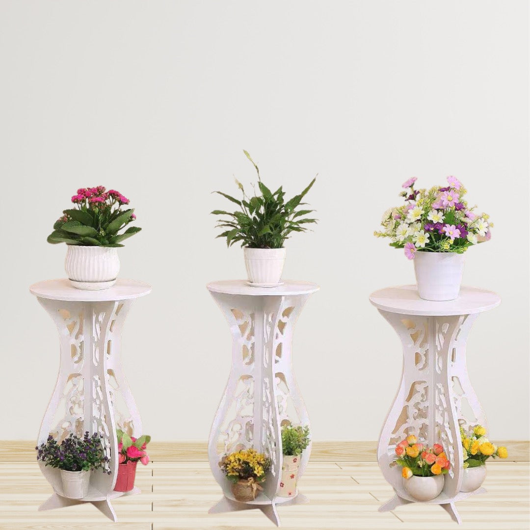 Set 3 masute decorative pentru ghivece de flori din PVC, 59 x 31cm