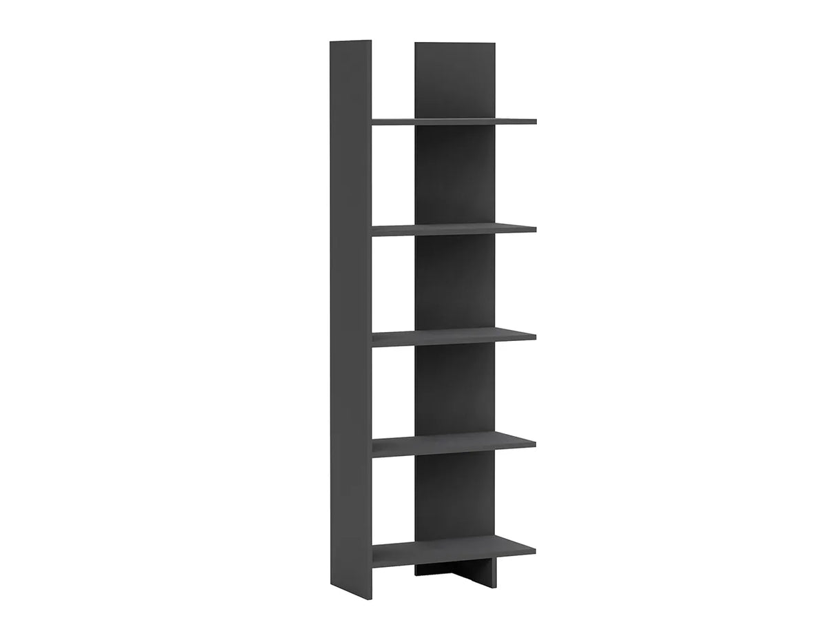Raft Biblioteca Asimetric 5 Polite MDF Negru Decorativ Perete - detaliu produs