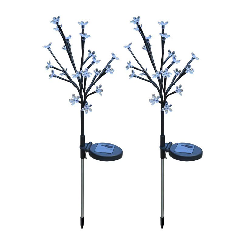 Set 2 Lampi Solare Decorative Ramura cu Flori LED 65cm IP66 Iluminare Calda/multicolor Automata