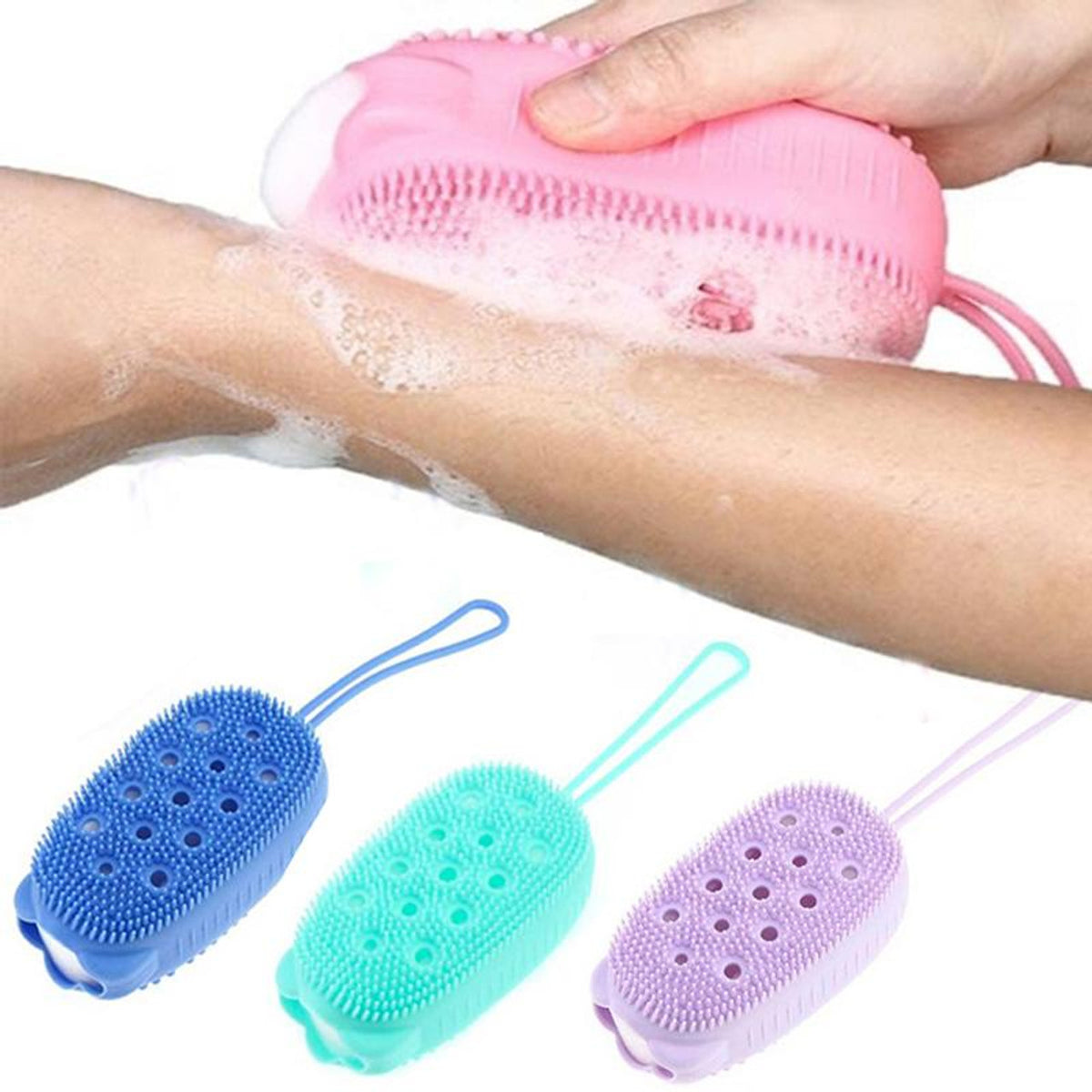 Burete Silicon De Baie Cu Bule Verde Masaj Exfoliant Piele - detaliu produs