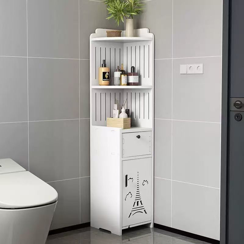 Dulap vertical pentru baie, 3 polite, 2 sertare 100x24x24 cm, alb