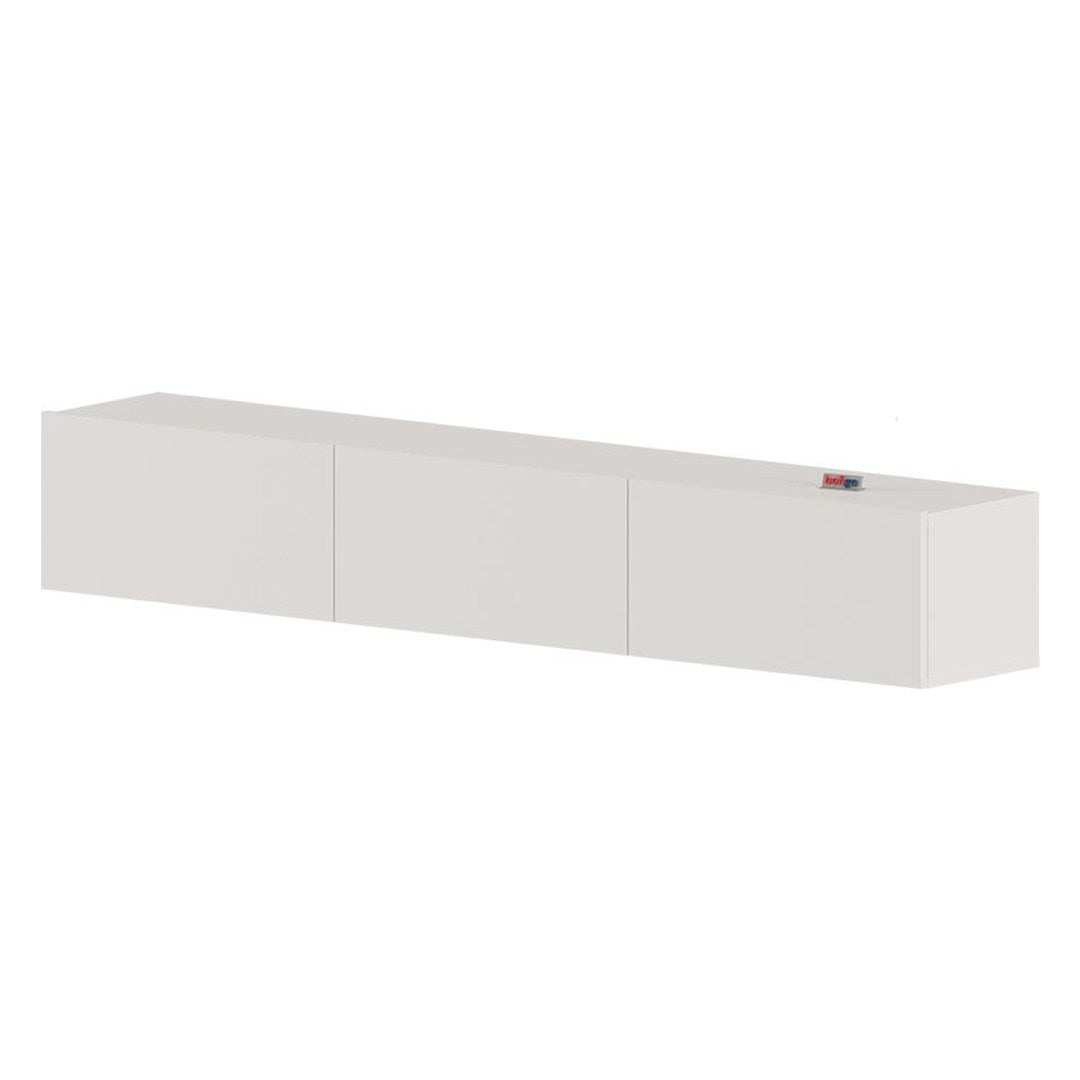 Comoda TV Marvel 180 cm, mobilier living, suport televizor mare pana la 75 inch, 2 usi rabatabile cu inchidere lina soft-close, PAL melaminat 18 mm clasa E1, pentru soundbar si consola jocuri, stil modern scandinav Alb - detaliu 5