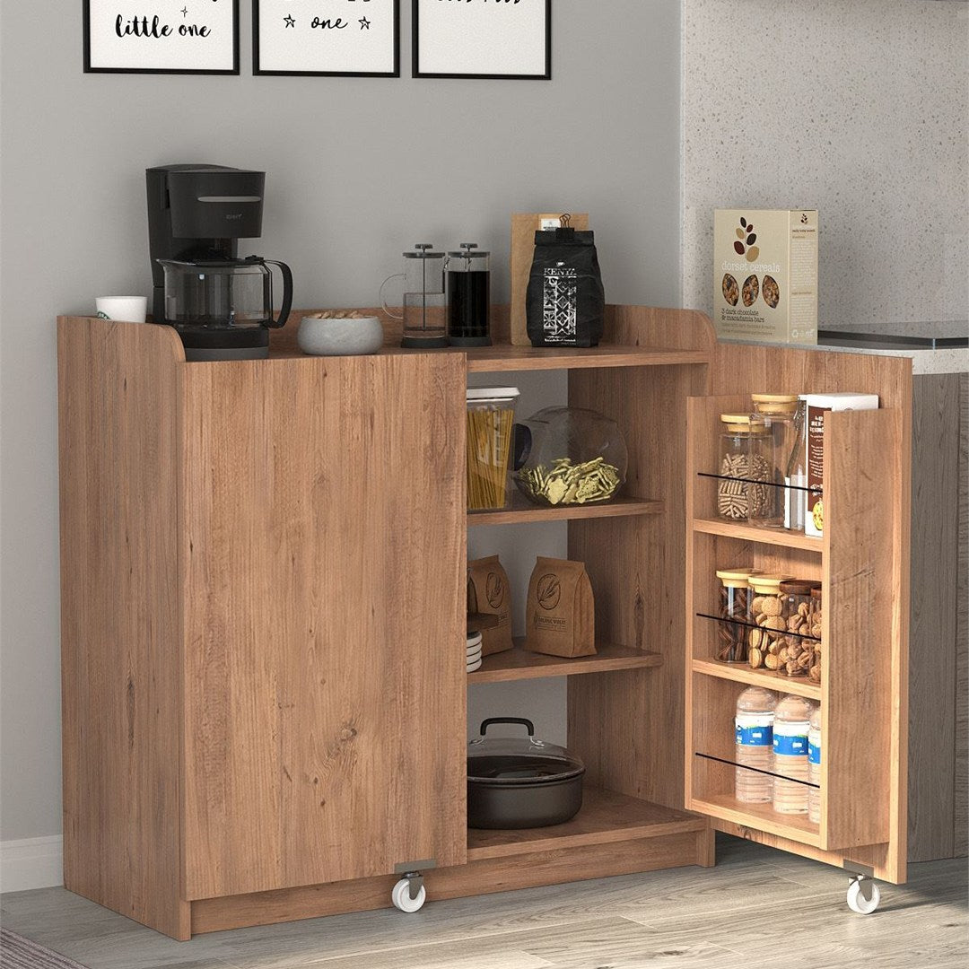 Dulap Gokce camara multifunctional 80 x 180 cm, dulap bucatarie sau depozitare inalt, rafturi reglabile pe inaltime, usi cu inchidere silentioasa soft-close, PAL melaminat 18 mm rezistent la umiditate, stil modern Alb - detaliu 10