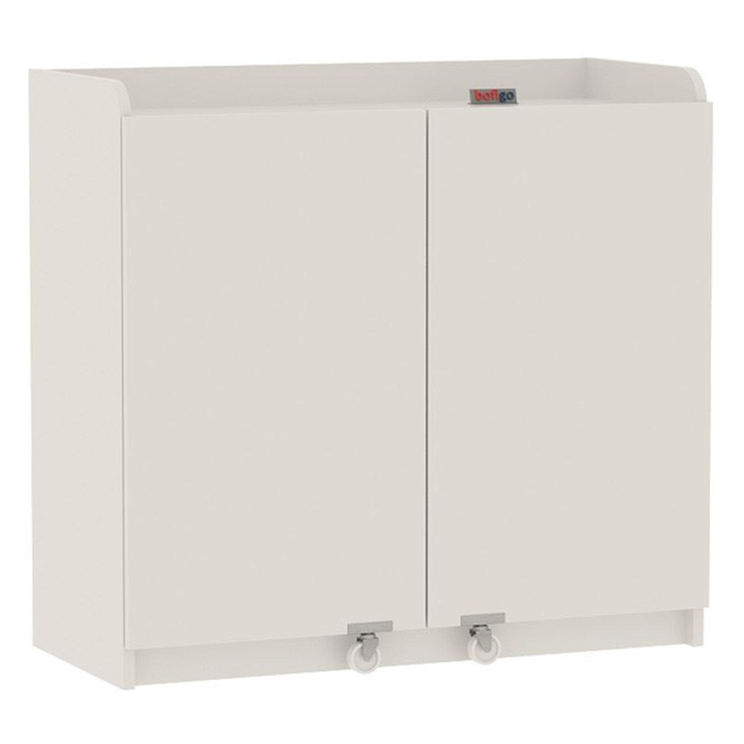 Dulap Gokce camara multifunctional 80 x 180 cm, dulap bucatarie sau depozitare inalt, rafturi reglabile pe inaltime, usi cu inchidere silentioasa soft-close, PAL melaminat 18 mm rezistent la umiditate, stil modern Alb - detaliu 7