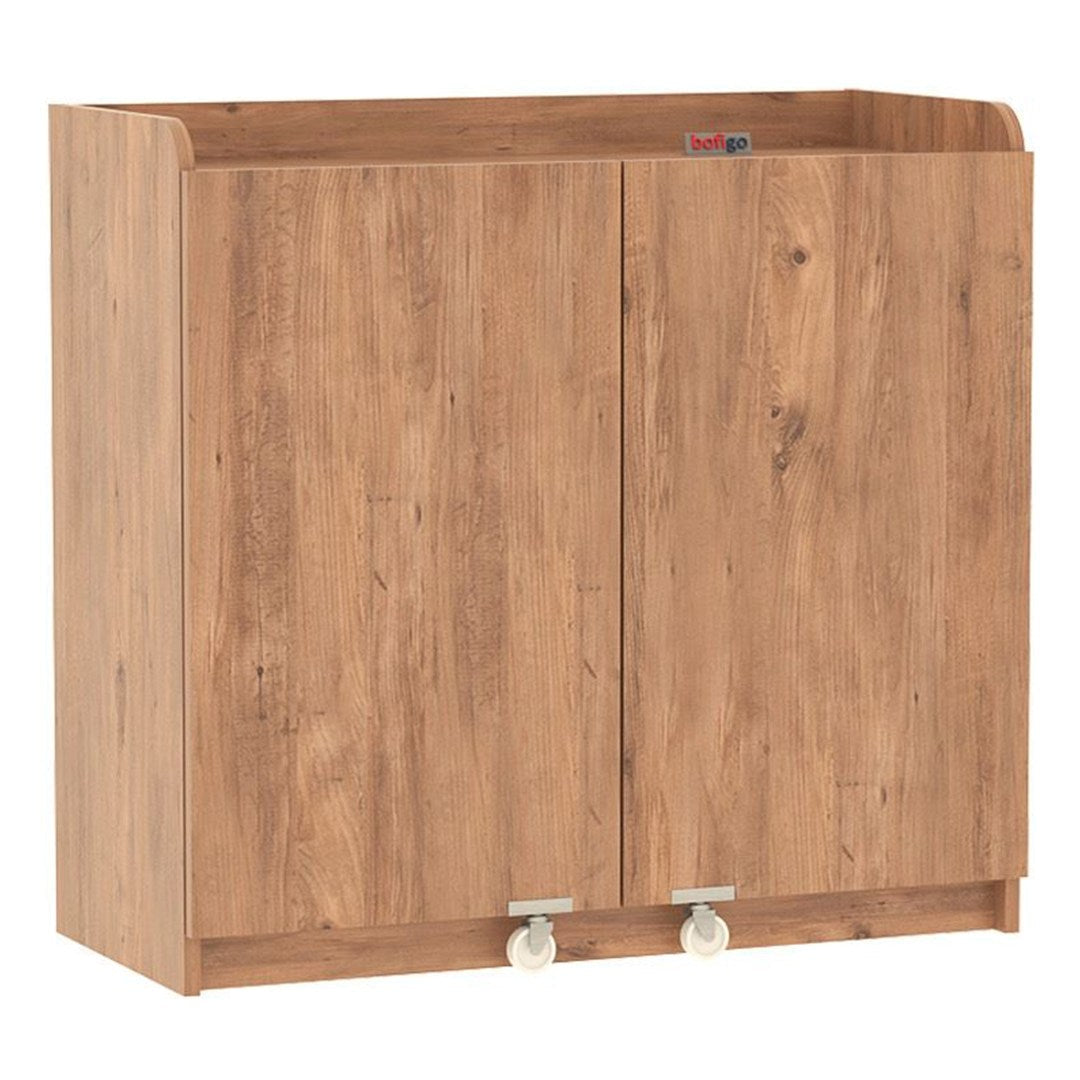 Dulap Gokce camara multifunctional 80 x 180 cm, dulap bucatarie sau depozitare inalt, rafturi reglabile pe inaltime, usi cu inchidere silentioasa soft-close, PAL melaminat 18 mm rezistent la umiditate, stil modern Pin natur - detaliu 6