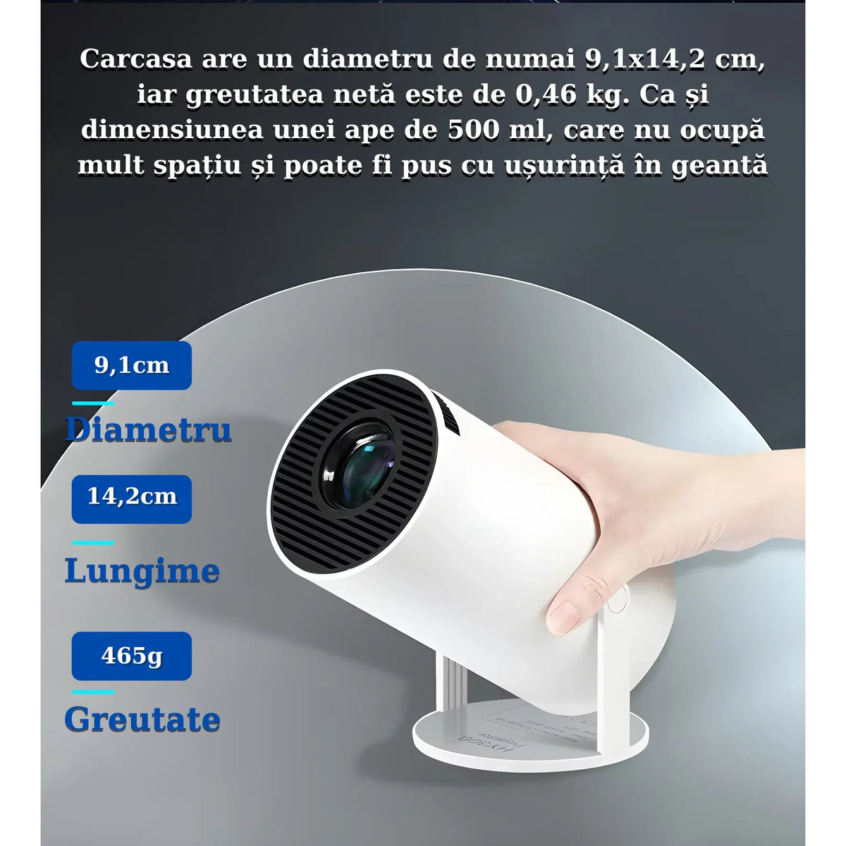 Videoproiector Inteligent 4K – HY300 PRO, Android TV 11.0, WiFi 6, Bluetooth 5.0, Ecran 130'', 200 ANSI