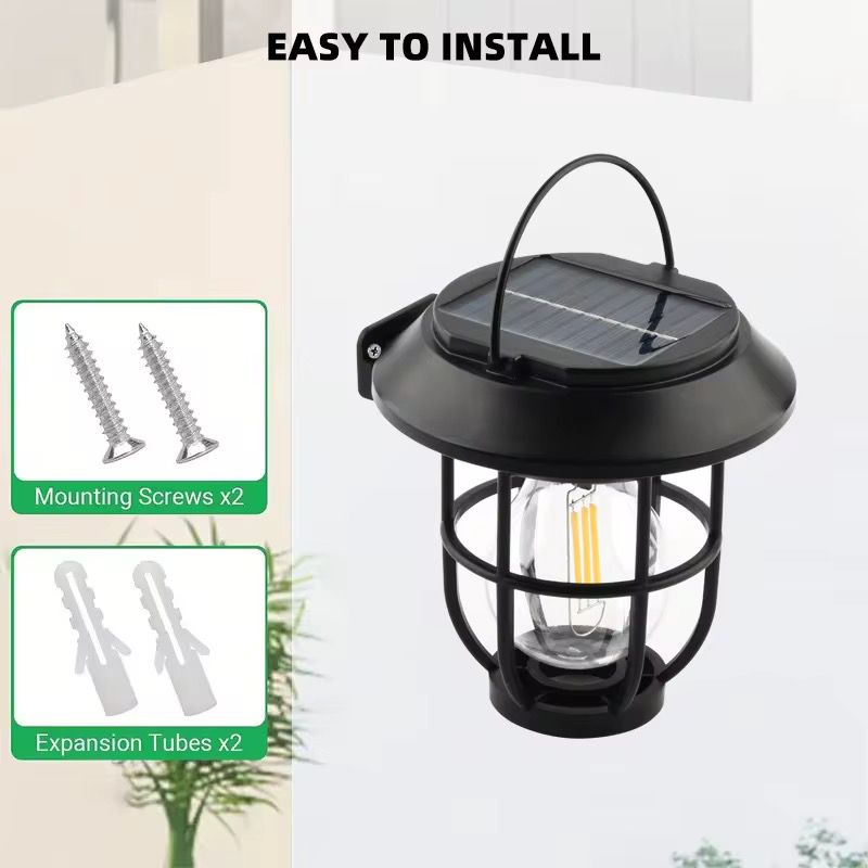Lampa solara LED 3 in 1 pentru exterior, tip felinar, senzor lumina, iluminare decorativa gradina