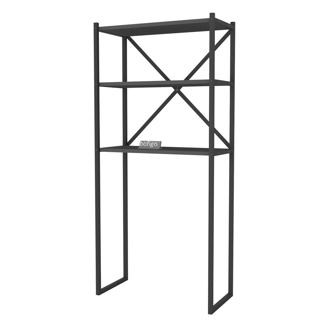 Organizator baie metalic multifunctional, raft baie cu 4-5 polite deschise 40 x 100 cm, cadru anti-rugina pentru bucatarie sau balcon, montaj rapid cu suruburi incluse, suporta obiecte grele, stil industrial modern Antracit - detaliu 6