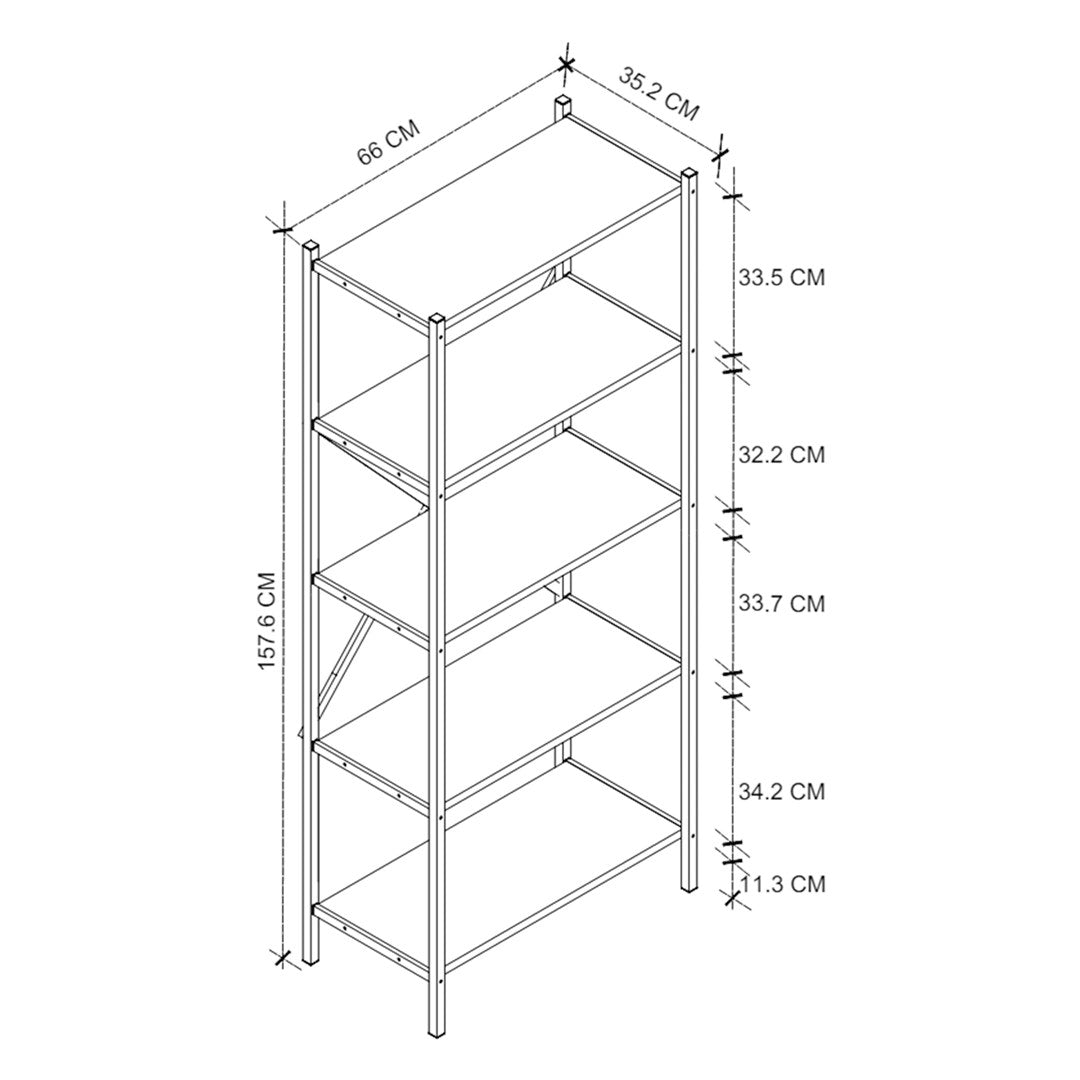 Organizator bucatarie cu 5 rafturi metalice, raft bucatarie 50 x 150 cm pentru oale tocatoare condimente sau microunde, cadru metalic vopsit anti-coroziune, stabilitate maxima, stil industrial modern Pin natur - detaliu 5
