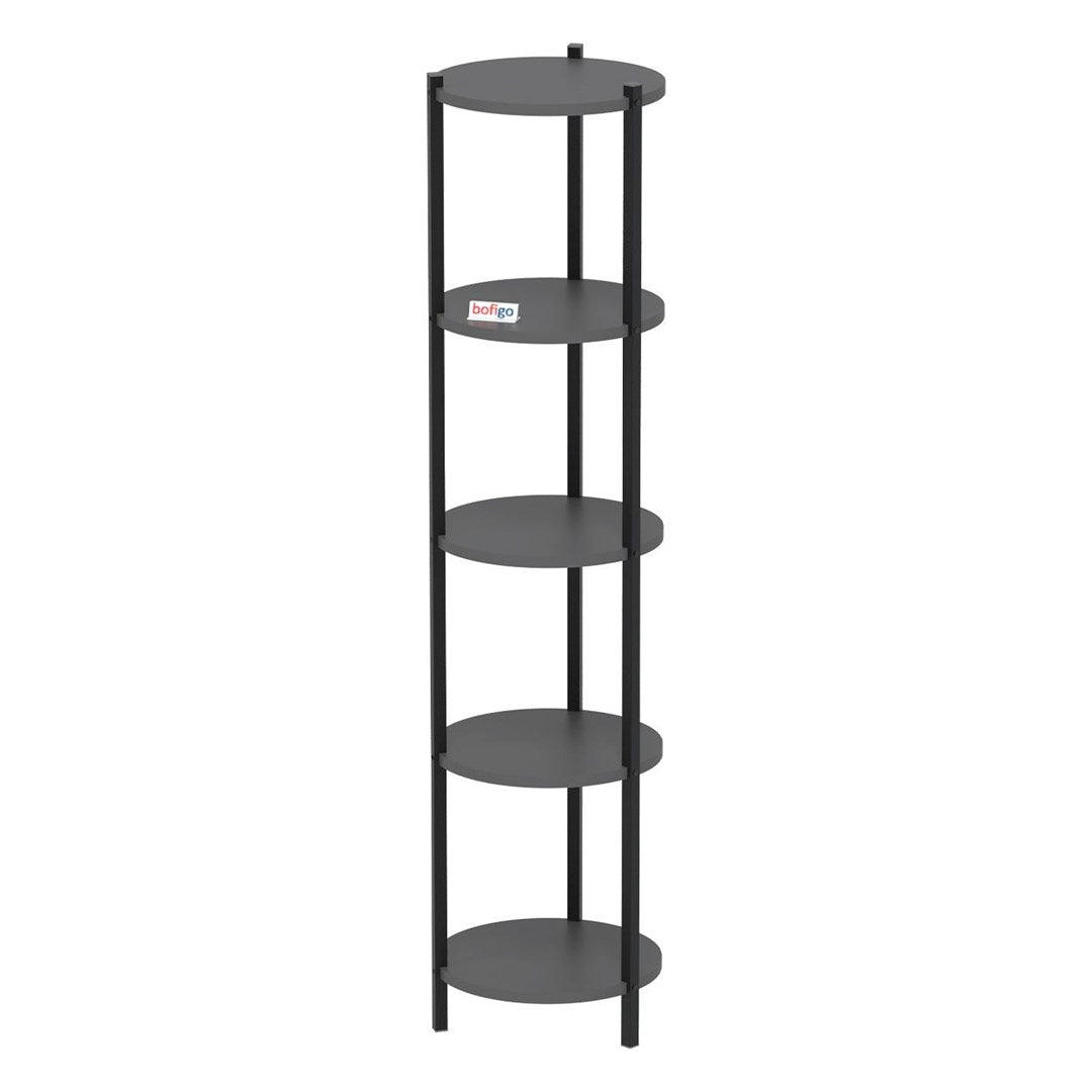 Suport flori si vase Lale cu 5 nivele, etajera decorativa pentru plante carti sau obiecte, cadru metalic + PAL melaminat 18 mm 40 x 160 cm, potrivita living balcon sau birou, stil modern scandinav Antracit - detaliu 5
