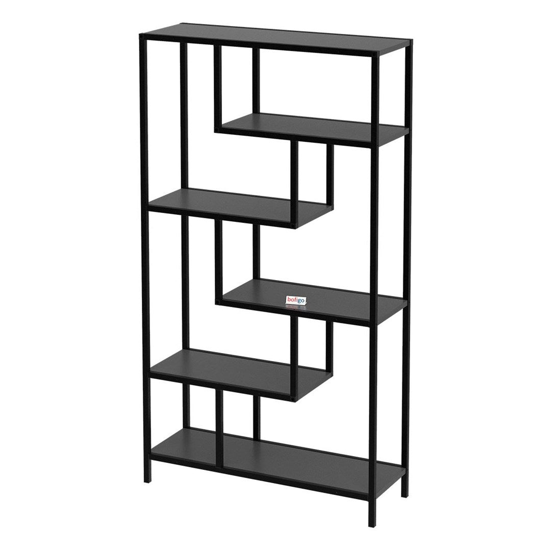 Biblioteca Larissa clasica cu rafturi multiple, etajera carti 80 x 175 cm, PAL melaminat 18 mm clasa E1, design discret se integreaza in orice camera, feronerie pre-instalata, stil modern scandinav minimalist Antracit - detaliu 5