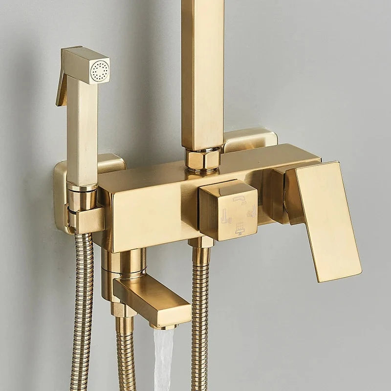 Coloana Dus cu Baterie Monocomanda Auriu Periat 104cm Design Modern - detaliu produs