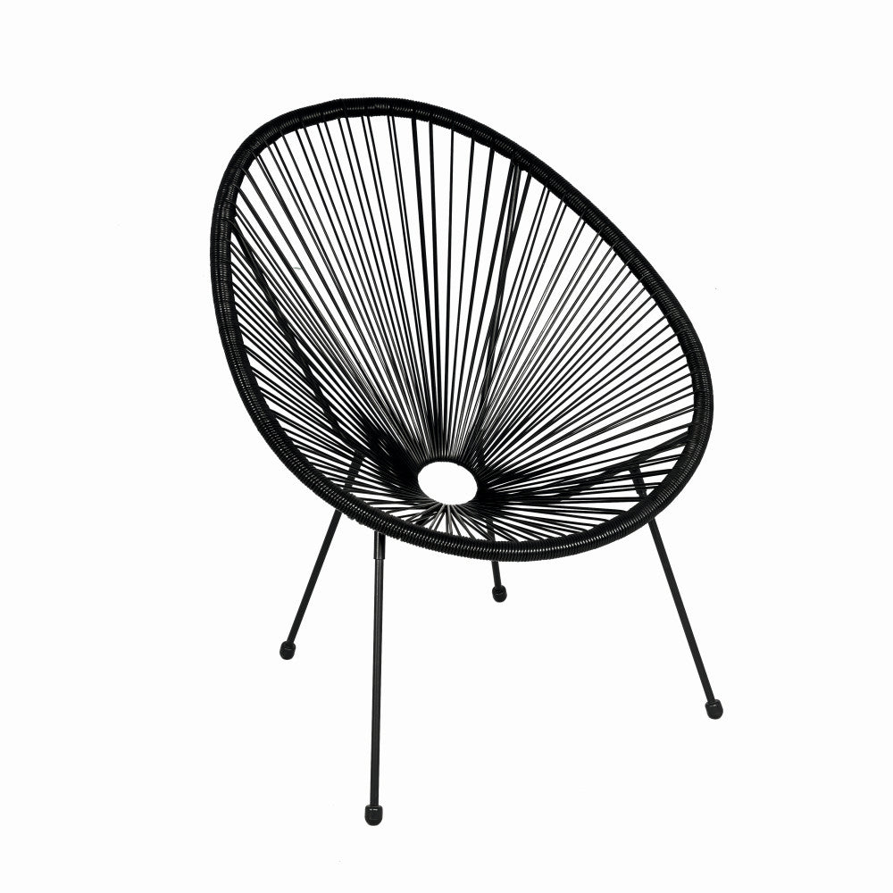 Scaun terasa MESTERINO JFC038 72x74x86 cm, structura din otel, sezut din ratan, culoare neagra