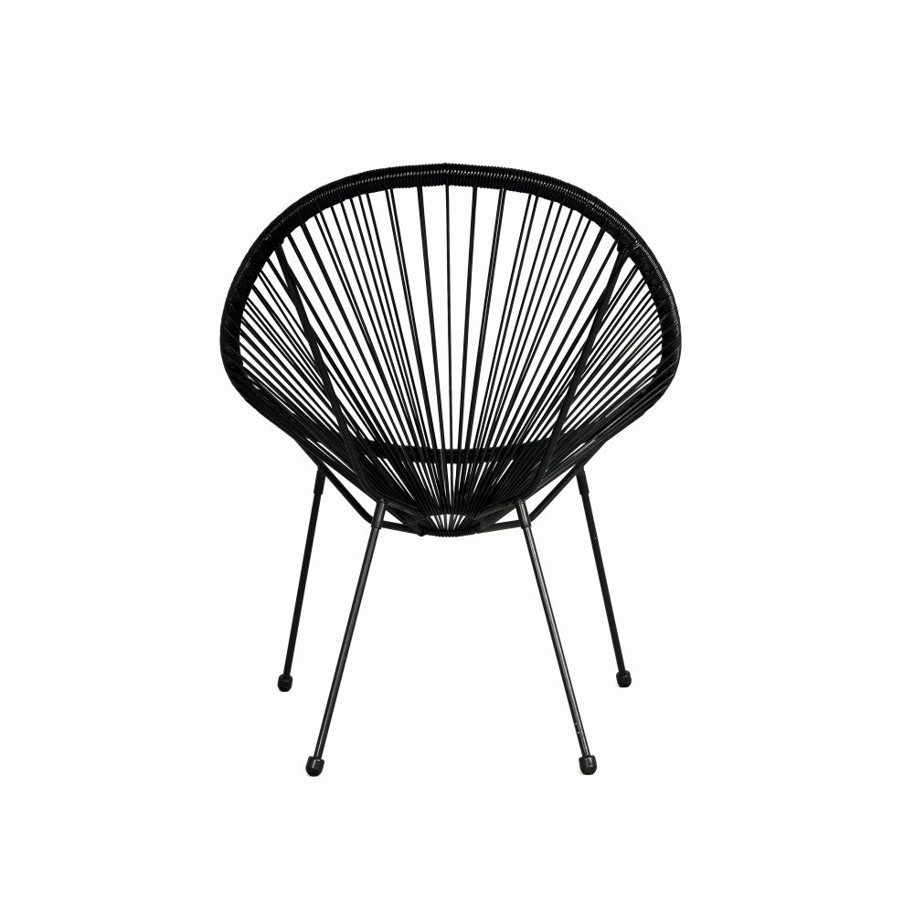 Scaun terasa MESTERINO JFC038 72x74x86 cm, structura din otel, sezut din ratan, culoare neagra