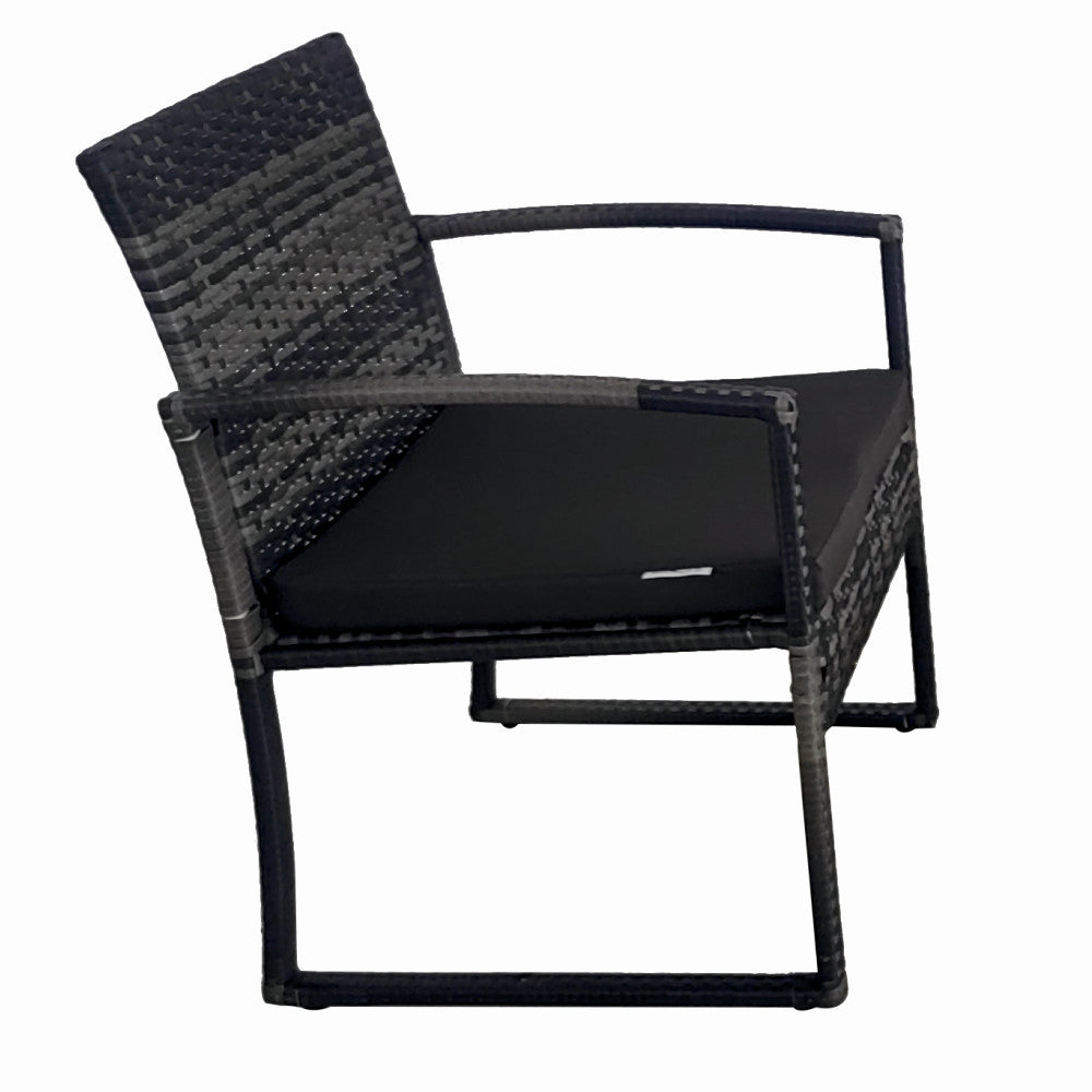 Set mobilier terasa/gradina tip ratan KLUGMEISTER KJF4965, canapea + doua fotolii + masuta din sticla securizata, culoare gri