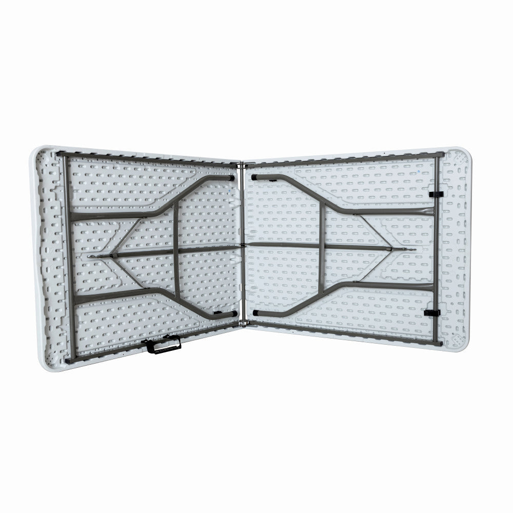 Masa pliabila 4 persoane din otel si HDPE MESTERINO KJC2061, 180x70x74 cm, culoare alba
