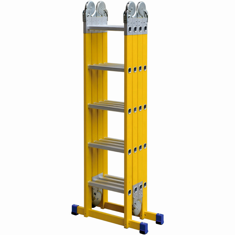 Scara combinata din fibra de sticla MESTERINO TOOLS JL-405B-4X5, 5.8 metri, 4x5 trepte, greutate maxima 150 kg