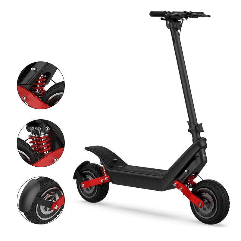 Trotineta electrica premium KIXIN X10, motor dual 500W, acumulator 48V si 18.2A, viteza maxima 40Km/h, autonomie 100 km, sarcina maxima 120 Kg