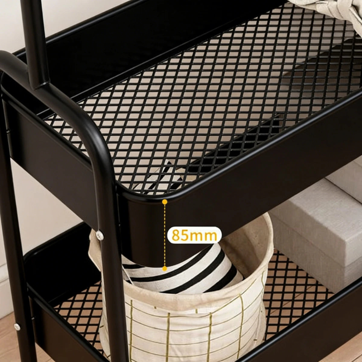 Suport pentru Haine cu Roti si Cosuri Metalice 2 Etaje 160x68x30cm Alb - detaliu produs