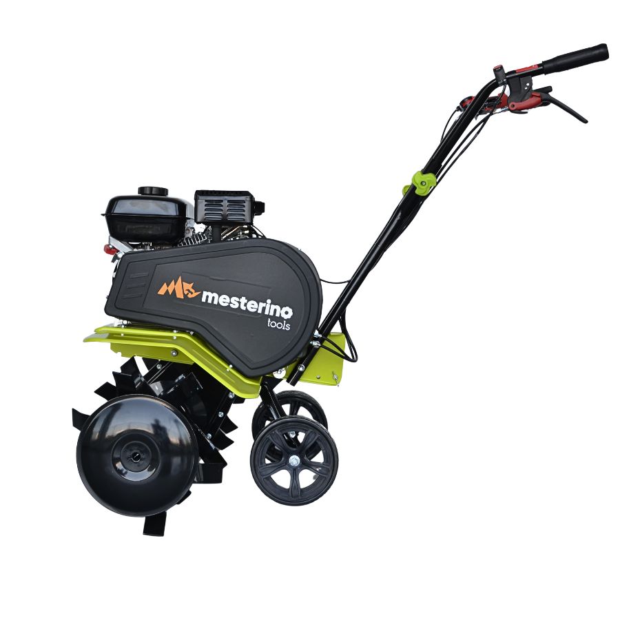 Motocultor pe benzina MESTERINO TOOLS BJXT80-212, 212 cmc, 7 cai putere, trasmisie pe curea, viteze 1 inainte si 1 inapoi, latime de lucru 85 cm, adancime de lucru 16-30 cm