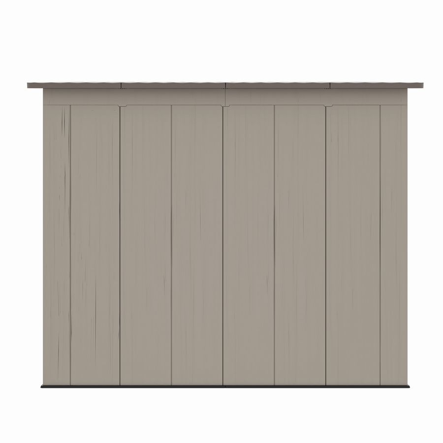 Casuta / magazie de gradina din polietilena HDPE Mesterino HUME-A, usi si acoperis maro, pereti gri antracit, 254x254x230 cm, cu podea din plastic HDPE, cinci carlige si doua polite CADOU