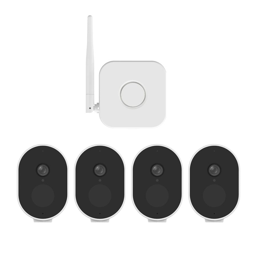 Kit mini NVR Video ANNKE N44WEH+I41DL*4, statie tip baza cu 4 camere interior/exterior 2MP, Full HD, baterie, rezistent la intemperii