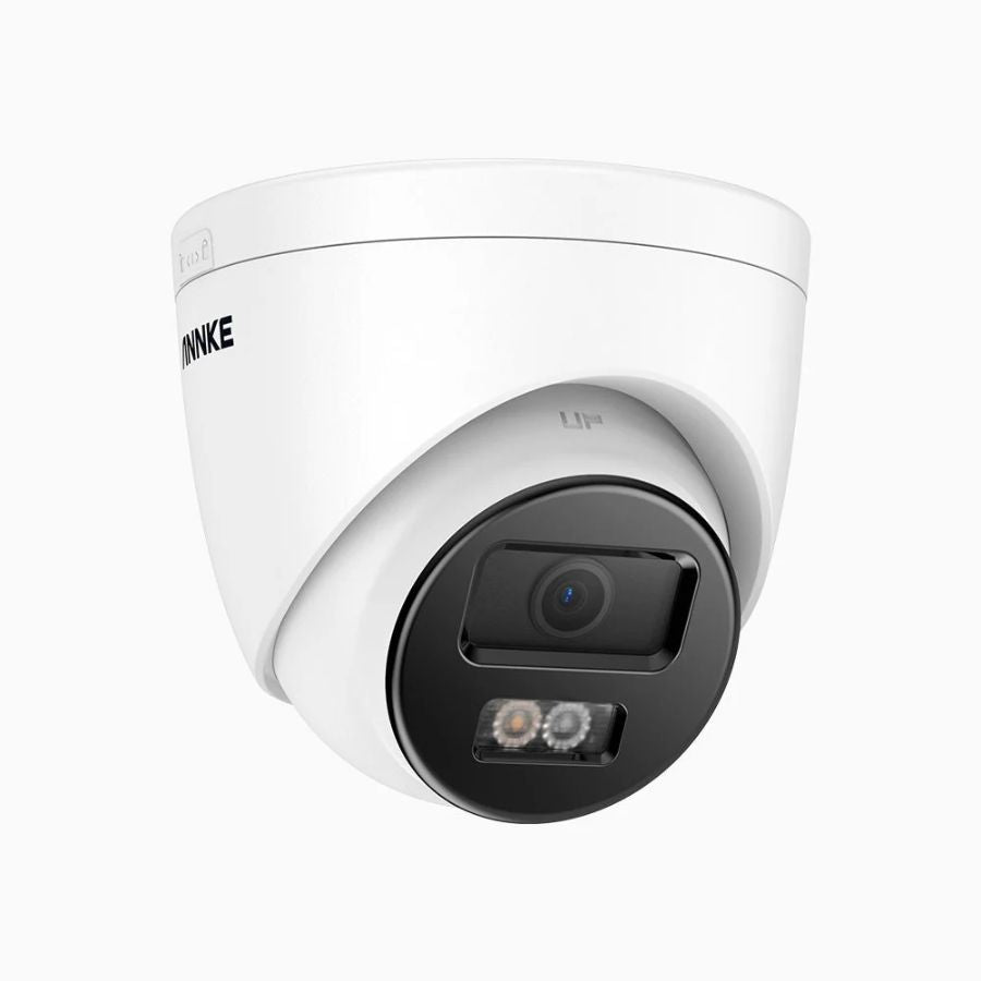 Sistem performant de supraveghere video ANNKE N98PBL+I51EM*4, PoE, NVR 8 canale, 4 camere tip Turret interior/exterior 5MP, Ultra HD/2k+, vedere nocturna IR, audio, rezistent la intemperii