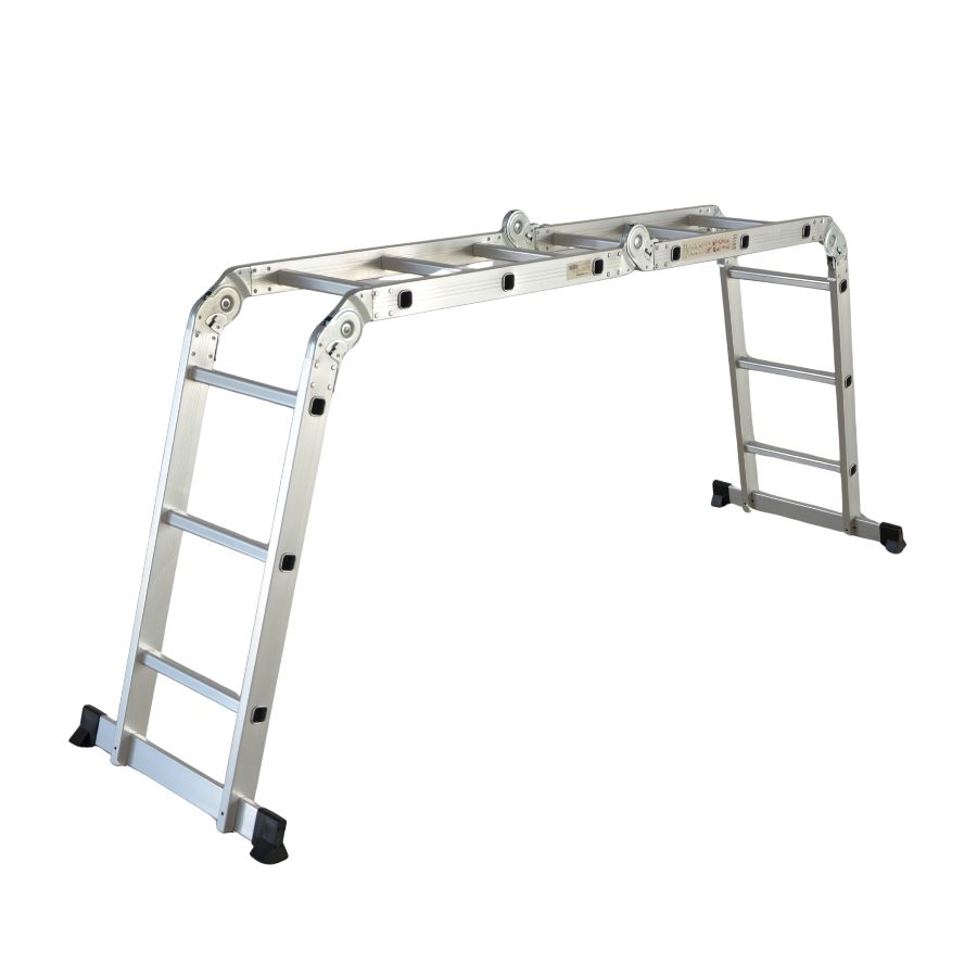 Scara multifunctionala din aluminiu cu balama 4X3 trepte MESTERINO TOOLS MTJL201-4X3, 3.6 metri, greutate maxima 150 kg