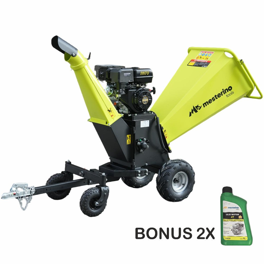 Tocator de crengi si resturi vegetale, MESTERINO MT-350PRO, motor pe benzina RATO in 4 timpi, 420 cc, 15 CP, diametru maxim de taiere 150 mm