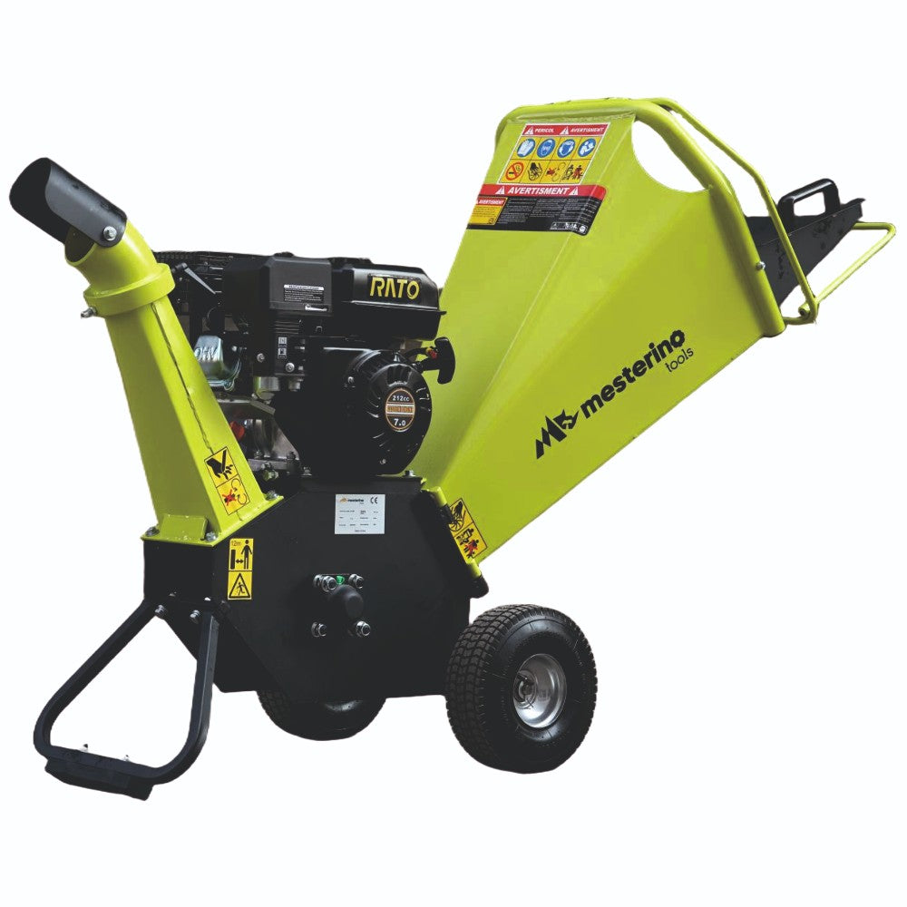 Tocator de crengi si resturi vegetale, MESTERINO MT-65H, motor pe benzina RATO in 4 timpi, 212 cc, 7 CP, diametru maxim de taiere 100 mm