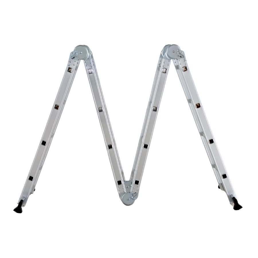 Scara multifunctionala din aluminiu cu balama 4X4 trepte MESTERINO TOOLS MTJL202-4X4, 4.67 metri, greutate maxima suportata 150 kg
