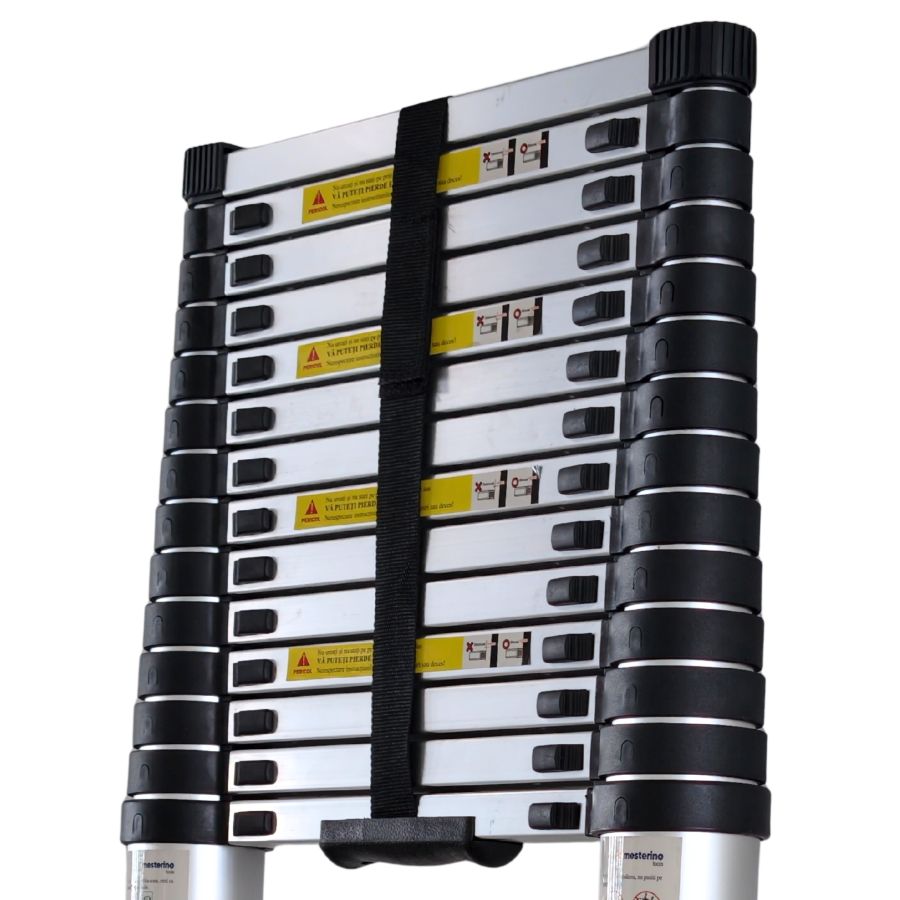 Scara telescopica din aluminiu MESTERINO TOOLS MTJL-101-4.4, 4.4 metri, 15 trepte, greutate maxima suportata 150 kg