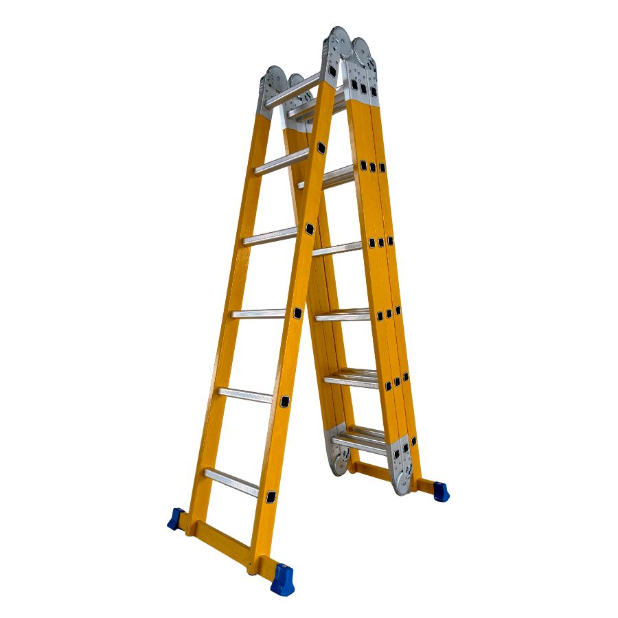 Scara multifunctionala din fibra de sticla MESTERINO TOOLS MTJL-406B, 4x6 trepte, 6.96 metri, greutate maxima suportata 150 kg