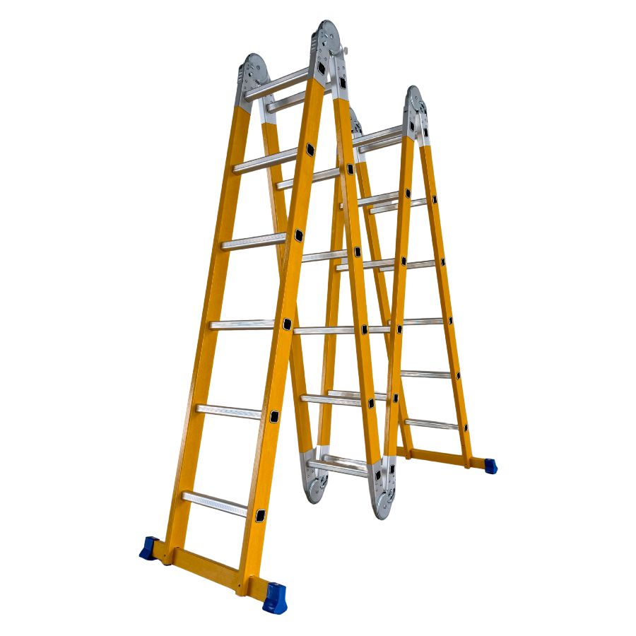 Scara multifunctionala din fibra de sticla MESTERINO TOOLS MTJL-406B, 4x6 trepte, 6.96 metri, greutate maxima suportata 150 kg