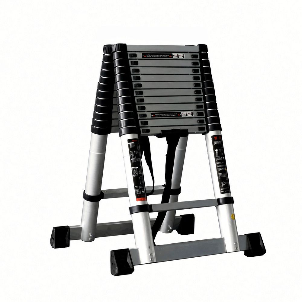 Scara telescopica din aluminiu dubla MESTERINO TOOLS JMTJL-101-D3.8M+3.8M, 3.8+3.8 metri, 2x13 trepte, greutate maxima 150 kg