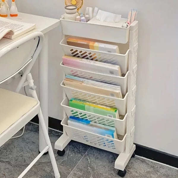 Etajera pliabila cu 5 rafturi pentru carti si obiecte de birou
