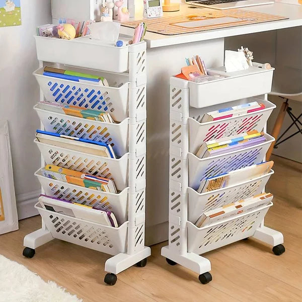 Etajera pliabila cu 5 rafturi pentru carti si obiecte de birou