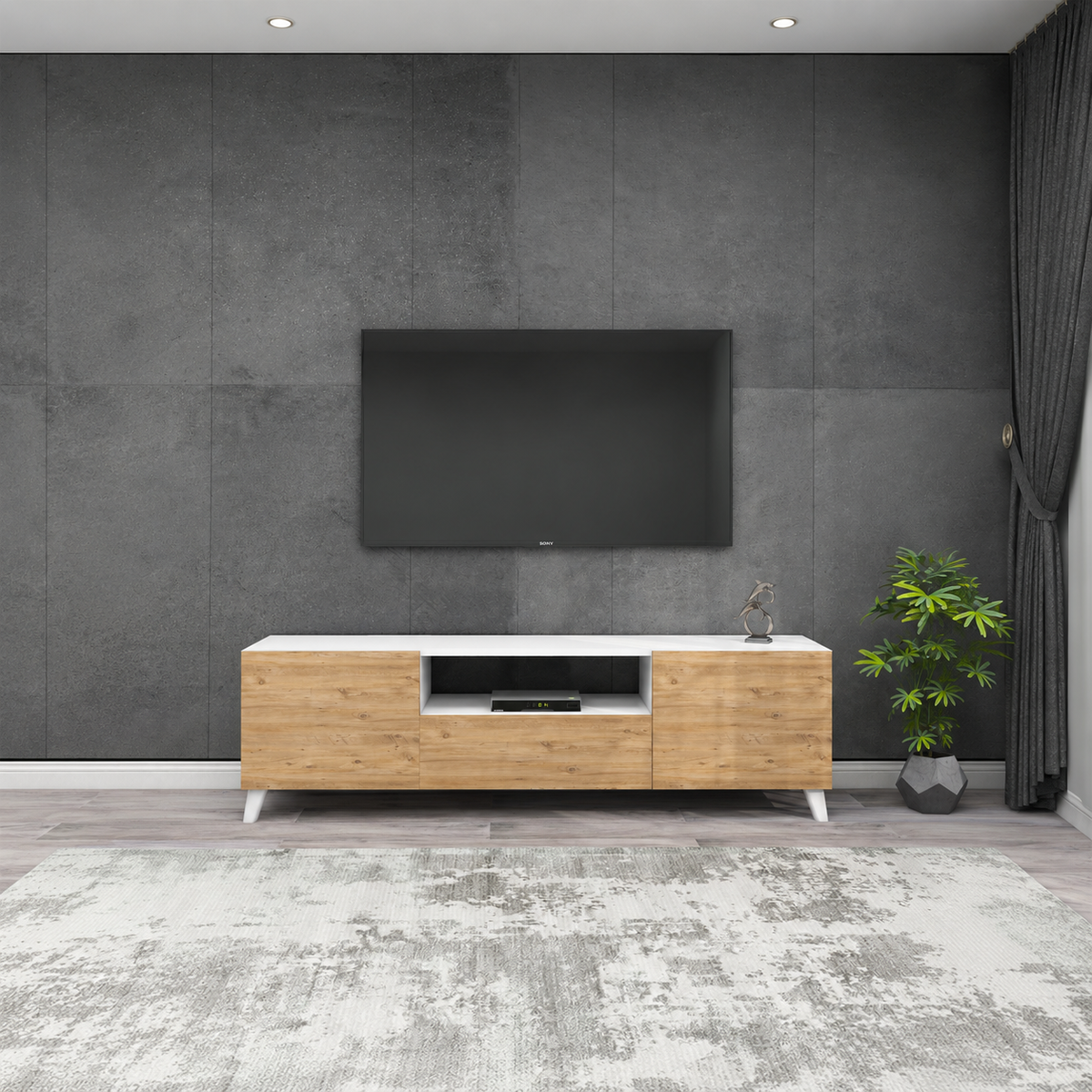 Comoda TV 140x30x46 cm, cu picioare inalte 12 cm, pentru living
