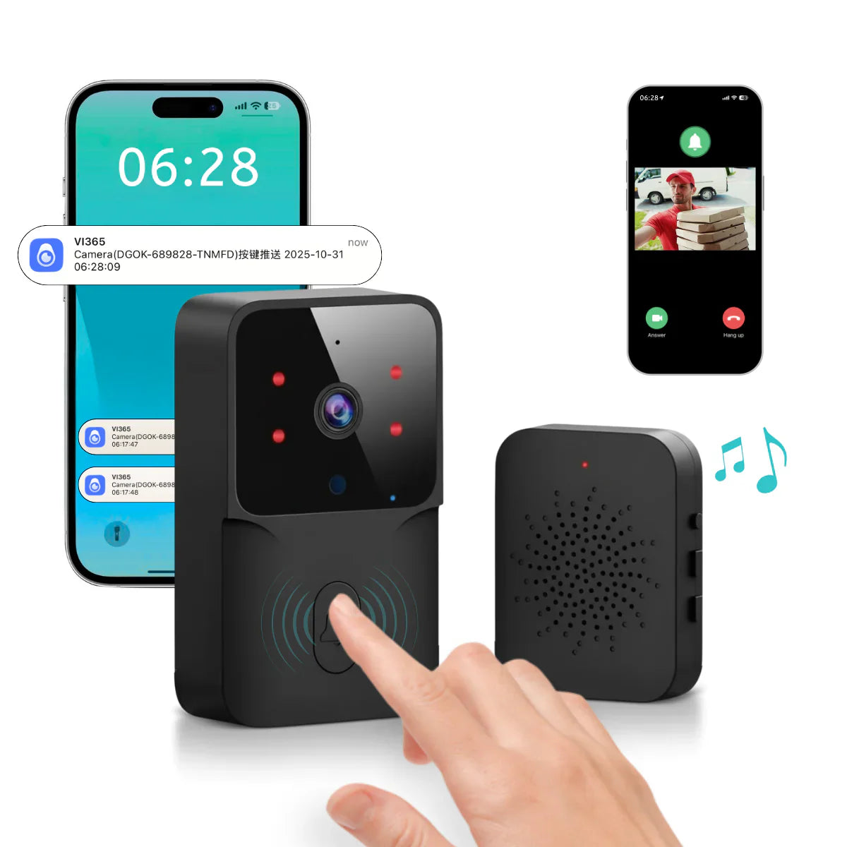 Sonerie Video Smart, Camera Supraveghere WiFi, Night Vision, Audio Bidirectional, Control Aplicatie Android/iOS