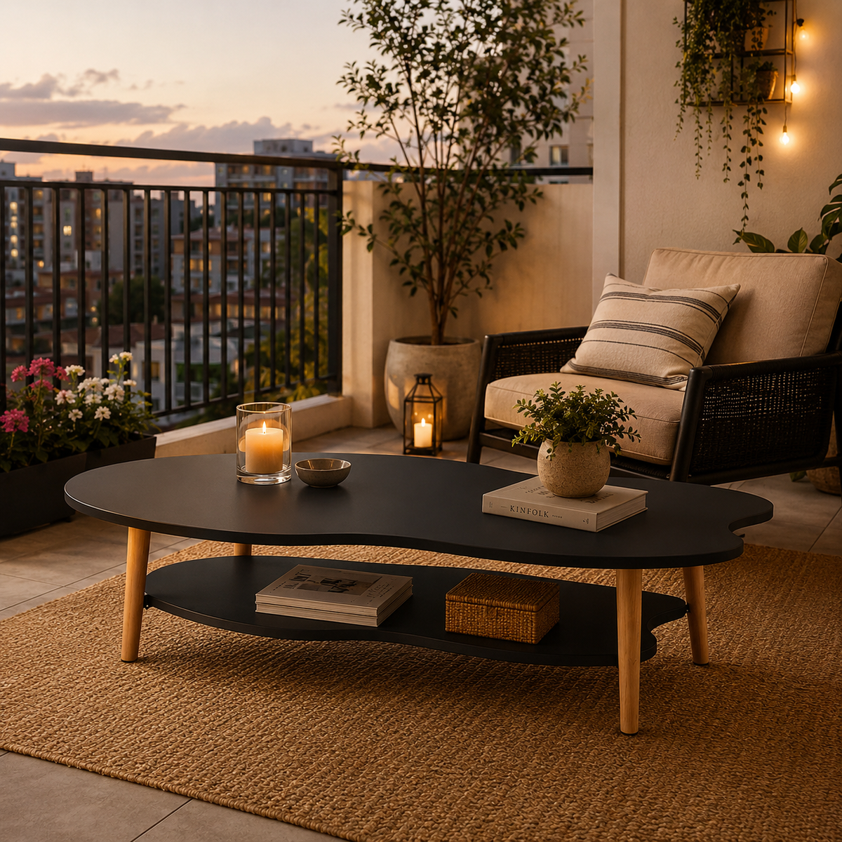 Masa de Cafea in Forma de Nor Cloud Table 2 Nivele 100cm Alb Design Modern - detaliu produs