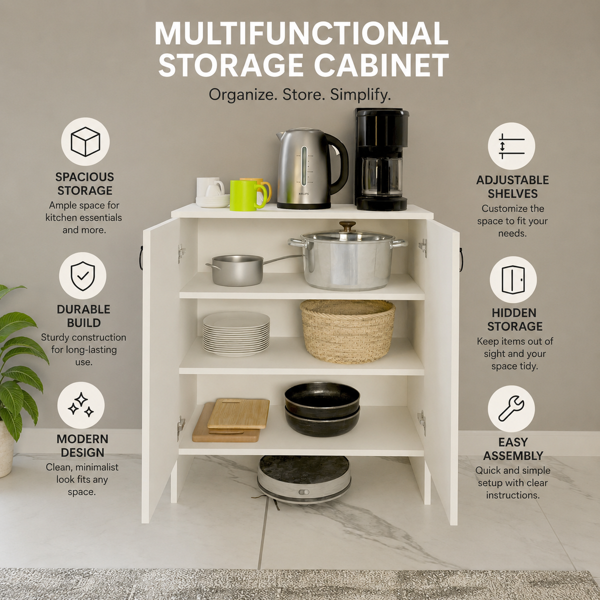 Comoda Depozitare Mobilier Alb Dulap Multiplu Organizare Casa - detaliu produs