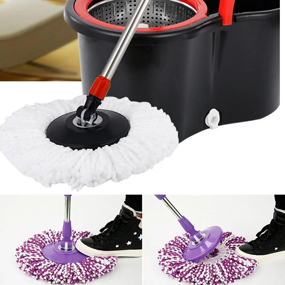 Set Mop Rotativ 8 litri, Cuva din Inox, 4 Rezerve Diferite + Perie Rosturi