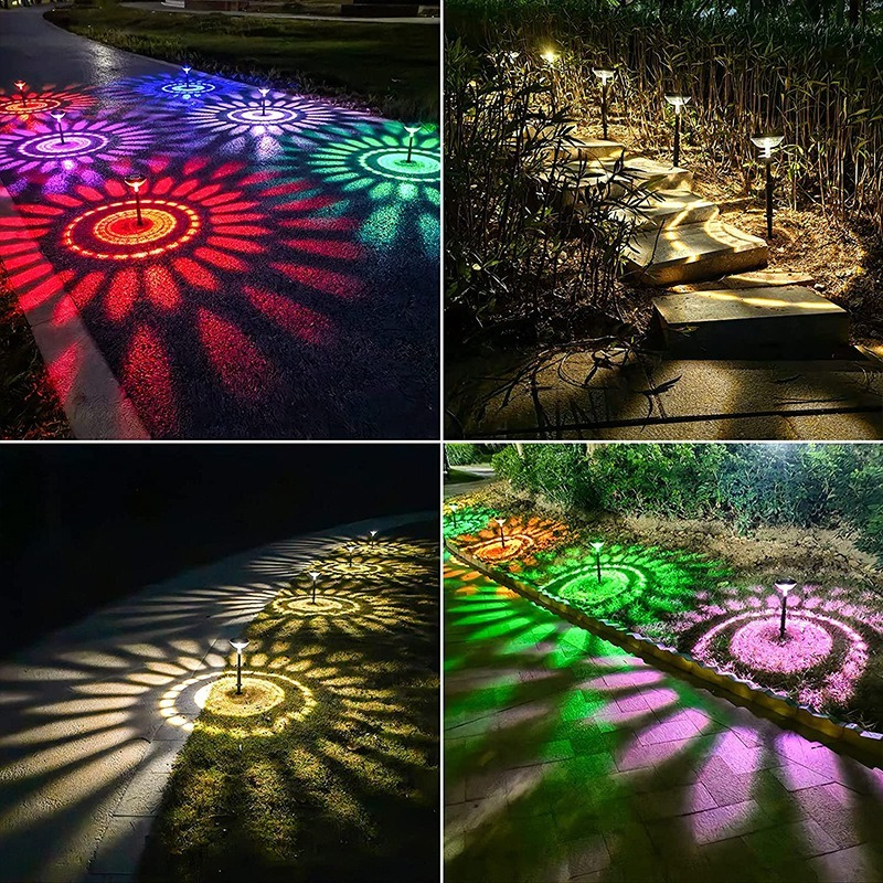 Set 2 lampi solare Led RGB pentru gradina cu doua moduri de lumina