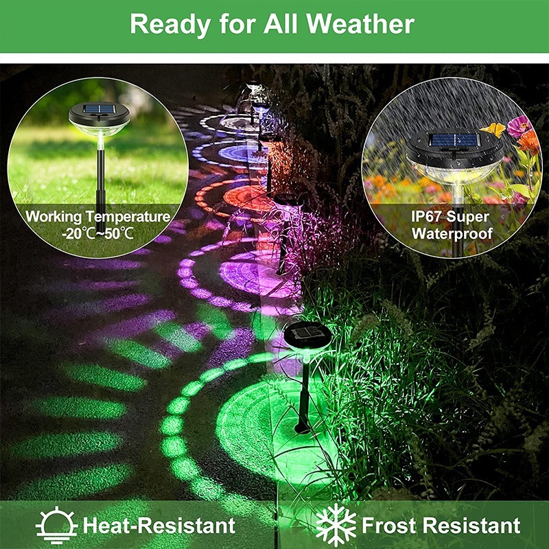 Set 2 lampi solare Led RGB pentru gradina cu doua moduri de lumina