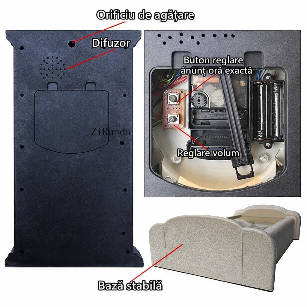 Ceas de perete sau masa cu pendul 40x24 cm mecanism muzical silentios design clasic elegant