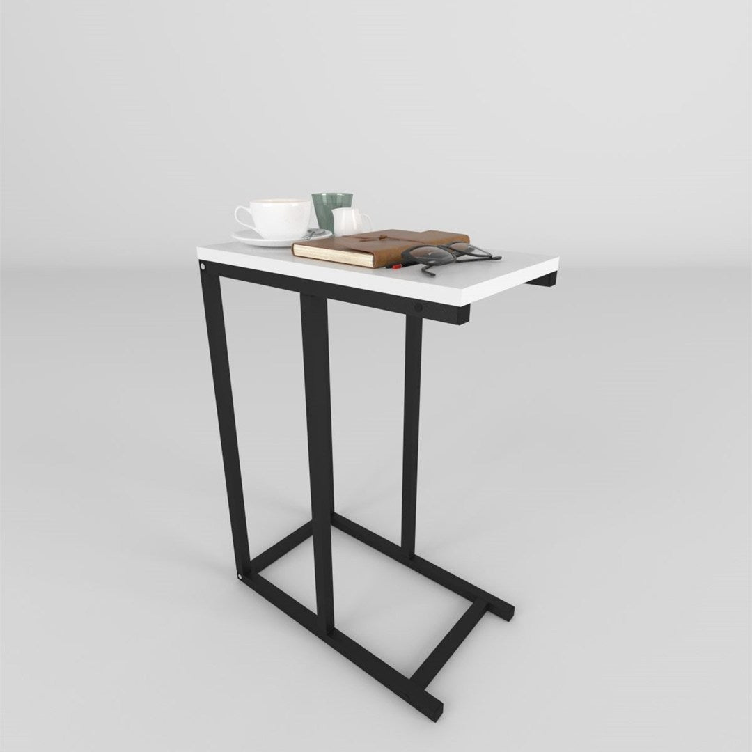 Masuta laterala din metal 45 x 25 cm, side table, masuta canapea compacta, cadru metalic + blat PAL melaminat 18 mm, greutate redusa se misca usor, perfecta langa canapea sau pat, stil modern industrial Pin natur - detaliu 3