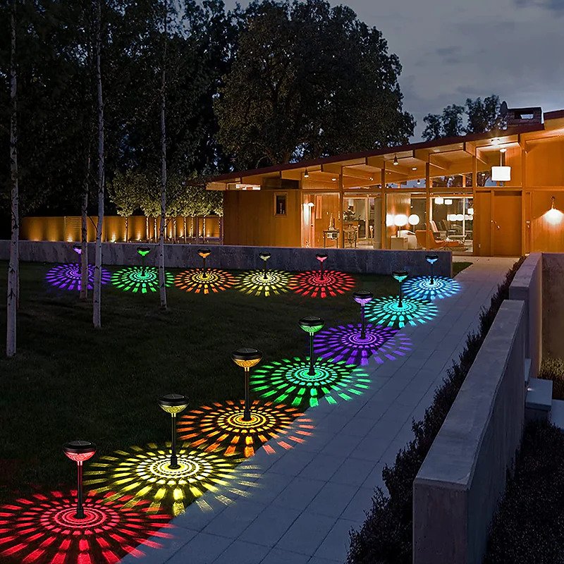 Set 2 lampi solare Led RGB pentru gradina cu doua moduri de lumina