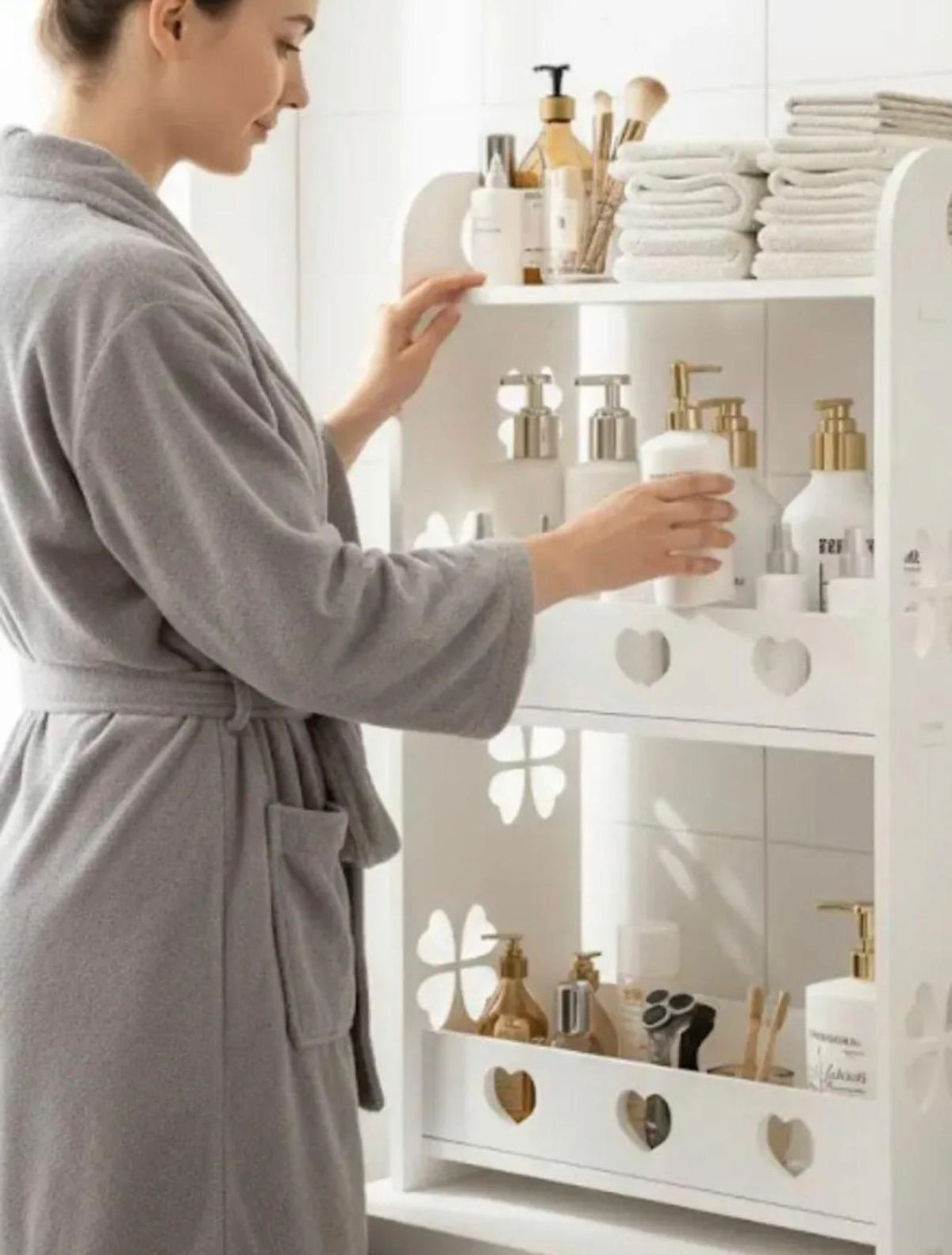 Dulap Organizator Baie cu Rafturi si Usi Depozitare Cosmetice - detaliu produs